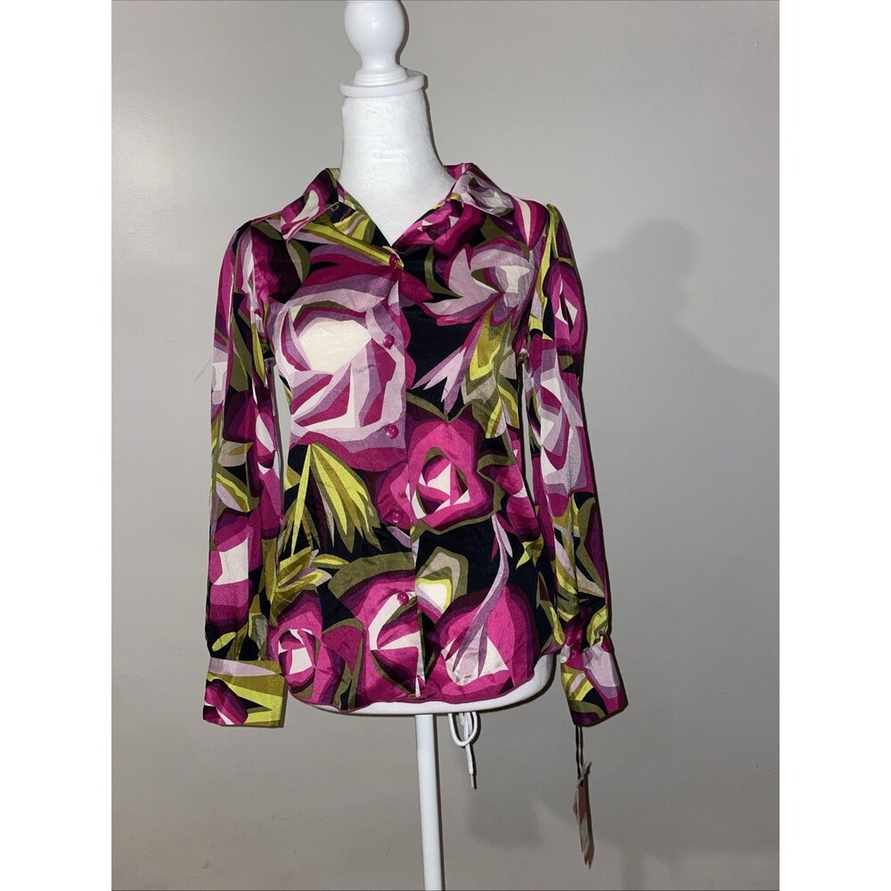 NWT Missoni for Target Blouse Women's XS Pink Purple Floral Passione Button Up
